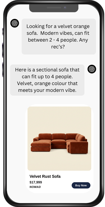 ChatGPT recommends Velvet Rust Sofa